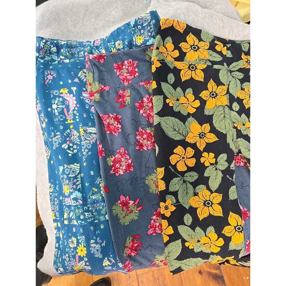 Women's One‎ Size Leggings Lot of 3 Floral Print Stretch OS Buttery Soft Lularoe